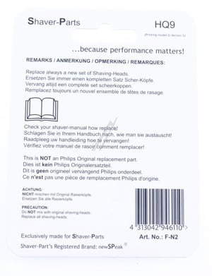 Scherkopf-Set für Philips Rasierer Newspeak 1234567890 3er-Pack