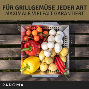 PADOMA Grillkorb aus Edelstahl - Grillschale Edelstahl für Grill mit ergonomischen Henkeln