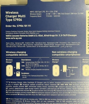 Wireless Qi Multi Ladegerät für Staubsauger Varta 57906101111 kabellos, induktiv