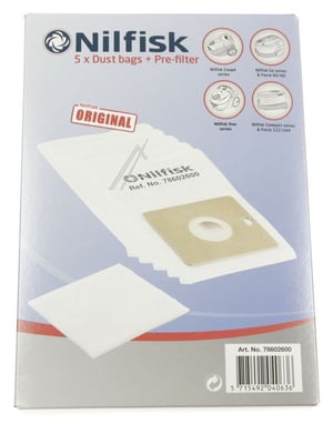 Nilfisk Staubsaugerbeutel 78602600 5 Stück + Filter für Nilfisk Staubsauger