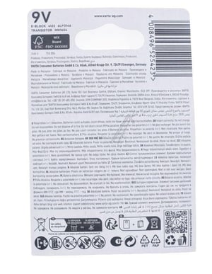 VARTA 9V-Blockbatterie Longlife für Mikrowelle 4122101411 Alkaline-Batterie