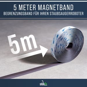 Magnetband Saugroboter - [5 Meter] - Begrenzungsstreifen für Staubsauger Roboter - vorinstalliertes Klebeband doppelseitig von 3M  