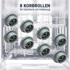8 x Korbrollen Korbrollenset Spülmaschinen für Bosch  00165314 165314