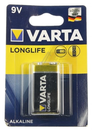 VARTA 9V-Blockbatterie Longlife für Mikrowelle 4122101411 Alkaline-Batterie