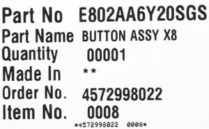 Tastenfeld für Mikrowelle BSH 00620872 8 Tasten