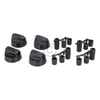 Knebelset 38mmØ schwarz mit Adaptern universal für Kochfeld Herd 16teilig